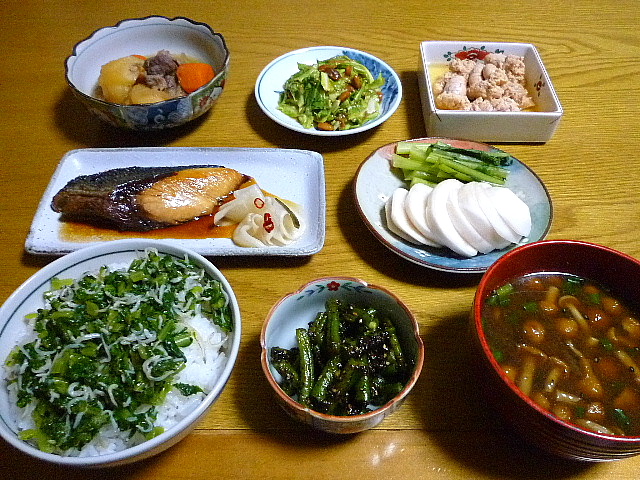 ぶり照焼き 肉じゃが たらの煮付け いんげん胡麻和え 味食倶楽部