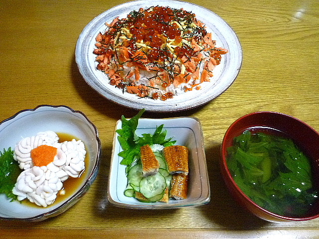 ちらし寿司 白子ぽん酢 うざく お吸い物 味食倶楽部